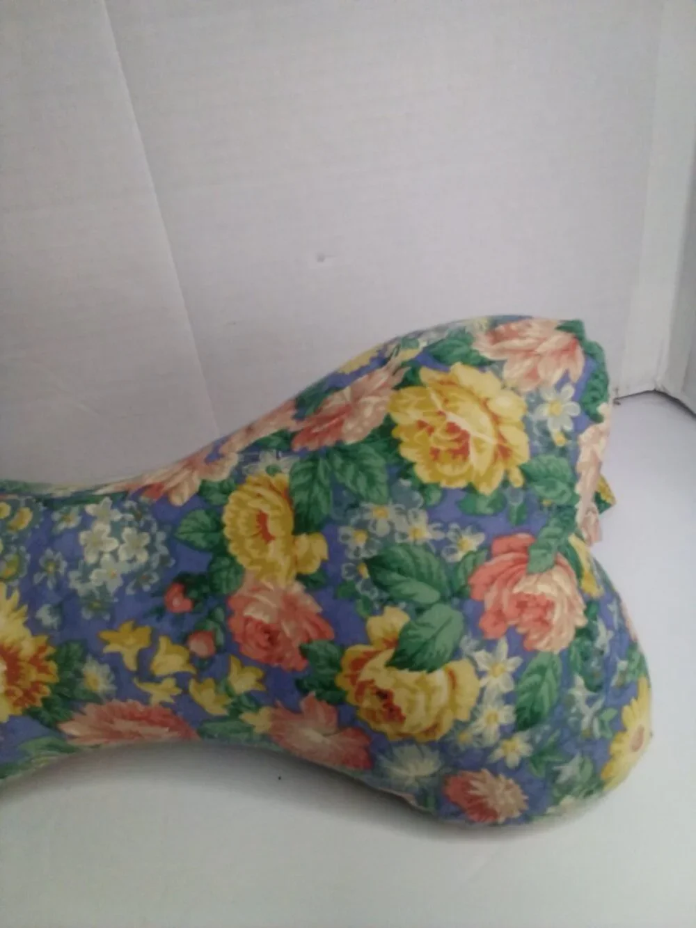 3 Side Neck Pillow Dog Bone Shape Vintage Floral Cottagecore Handmade